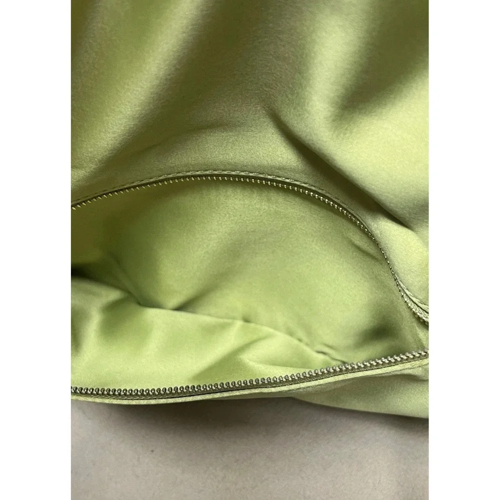 COACH 12926 AMANDA FOLD OVER Green SATIN CHAIN SHOULDER BAG